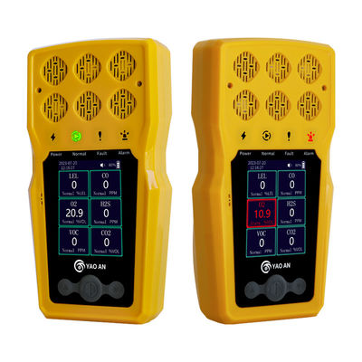 6 Gas Monitor by Yaoan for Oxygen O2 Carbon Monoxide CO Hydrogen Sulfide H2S and Combustibles LEL Gas Detector